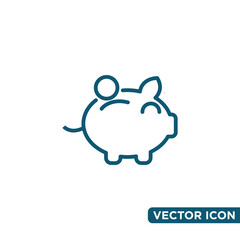 Minimalist Piggy Bank Icon Design Template 