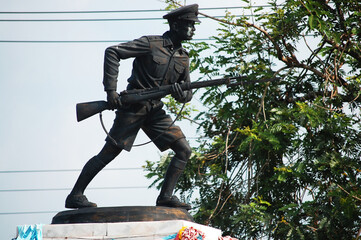 World War II Youth Volunteers Monument to remember brave soldiers in the war considered important tourist attraction of Chumphon for thai people and foreign traveler travel visit at Bang Mak, Thailand