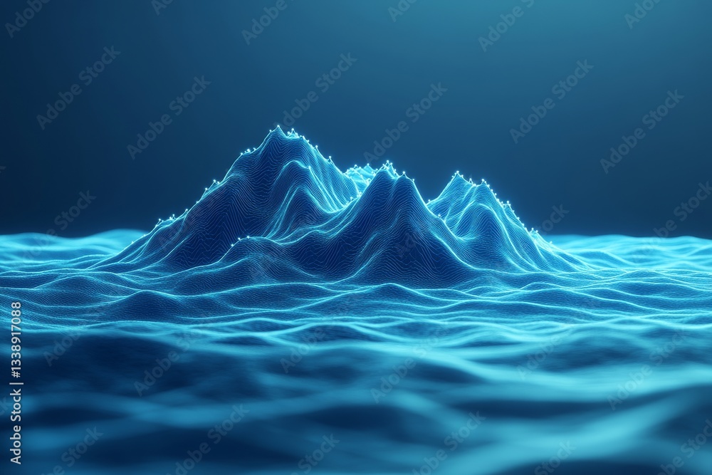 Poster an abstract digital technology background in blue, created with 3d rendering and available as a stoc