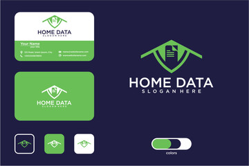 Green and White Pixelated Home Data Business Card Design