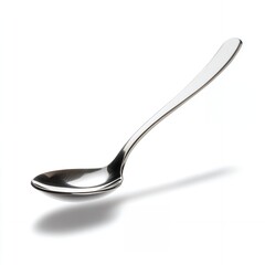 Shiny Metal Teaspoon Isolated on White Background Perfect for Culinary or Kitchen Designs