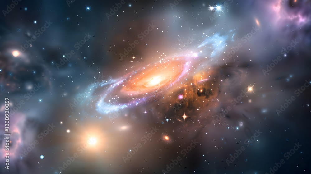 Poster mesmerizing cosmic swirl vibrant galaxy nebula with swirling patterns twinkling stars and cosmic dus