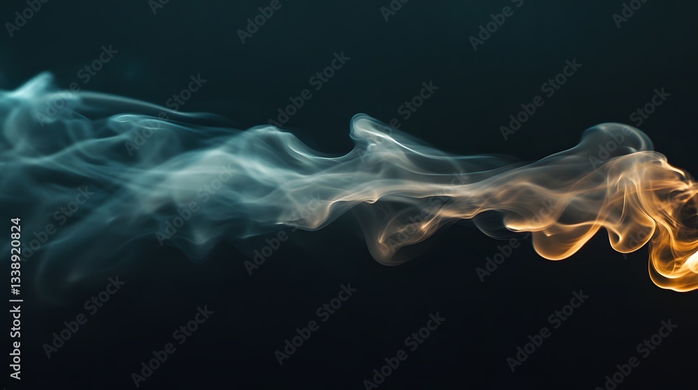 Poster elegant flow of colorful smoke waves on a dark background