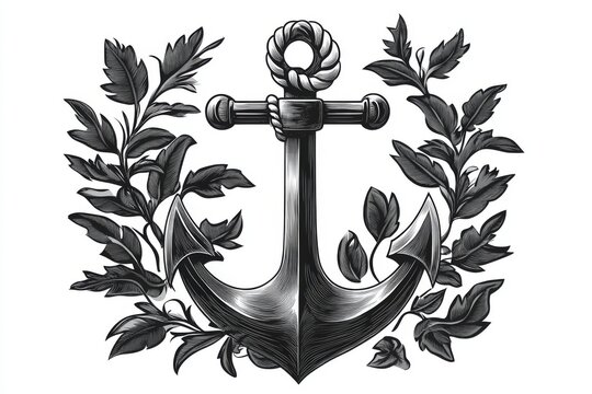 recommend clip art: An illustration of a vintage sea anchor and rope, created in a modern hand-drawn style