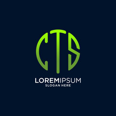 Green CTS Monogram Logo in a Circle on Dark Blue Background