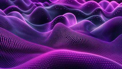 Naklejka premium A mesmerizing abstract background with halftone gradient dots forming flowing waves. The combination of deep purple and vibrant magenta enhances the futuristic and modern aesthetic.