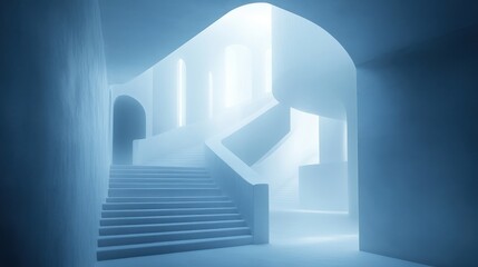 Obraz premium Modern Blue Staircase Architecture Interior Design. (1)