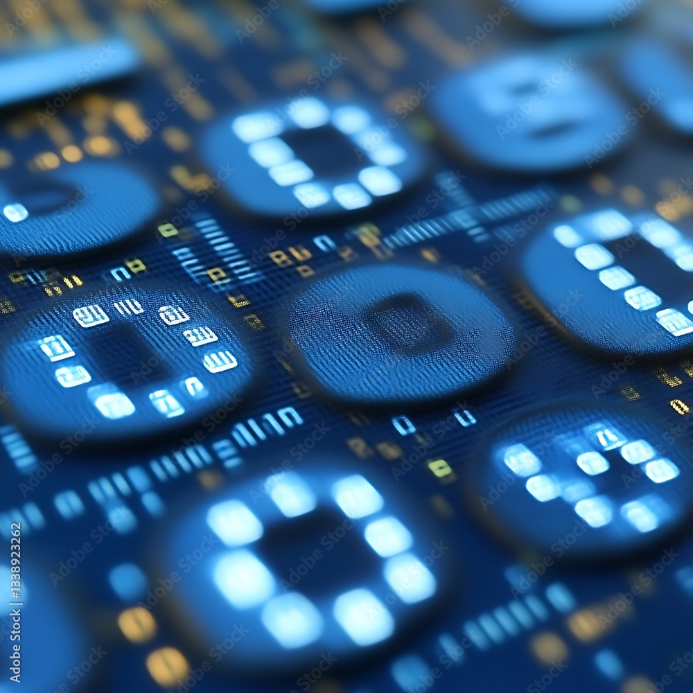 Poster digital data processing circuit board closeup