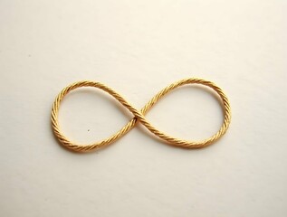 Fototapeta premium Gold twist forming an infinity symbol on a neutral background, representing endless possibilities, continuity
