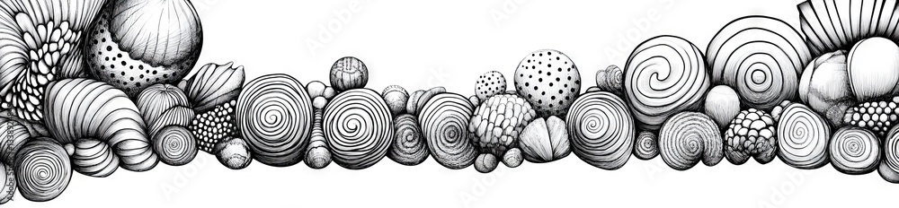 Poster set of accentuated round doodle circles. lines drawn with a marker pencil. brush marks in a circular
