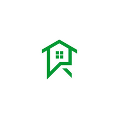 Green Geometric House Letter R Logo