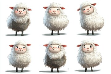 Fototapeta premium Set of Funny Sheep Cartoon Designs.