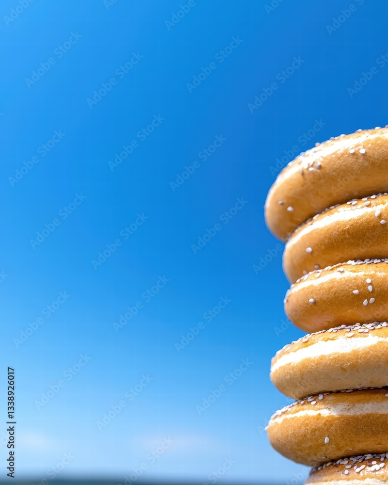 Poster a colorful stack of assorted donuts freshly baked and ready for enjoyment at a bakery display