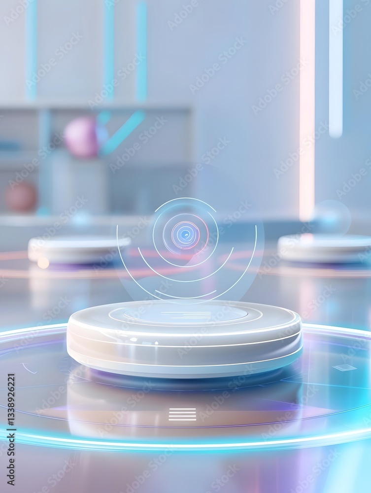 Poster wireless charging pad with multiple devices showcased in a futuristic energy transfer visualization 