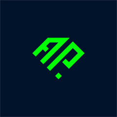 Green Geometric Logo Design on Dark Background