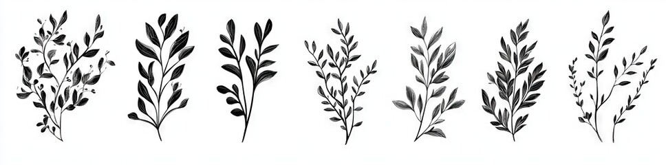 An artistic selection of ornamental vine silhouettes, ideal for enhancing design projects and nature-themed visuals