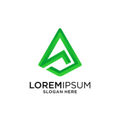 Green Geometric Triangle Logo Design