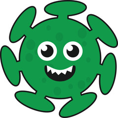 Virus Icon, Virus Emoji, Cute Virus Vector Art design