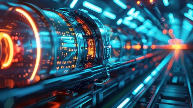 Hyperloop Connectivity: Advanced vacuum tube transport reduces travel time while enhancing digital networks, enabling faster connections between cities for people and data.
