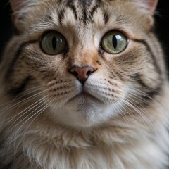 Realistic cat portrait: Detailed fur and expressive eyes