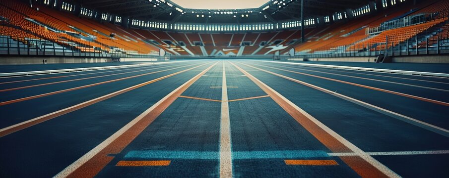 Empty athletics stadium, ready for new records and emotions.