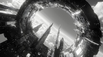 98. A highly structured futuristic town built entirely on a circular, radial layout.