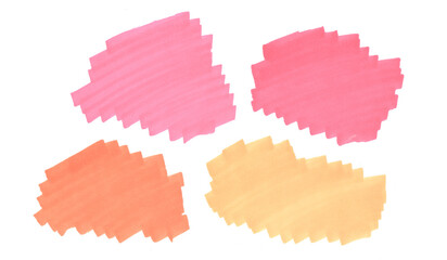  A set of red, orange brush strokes on a white background. Hand-drawn stock illustration with a brush, markers with alcohol ink - spots for the banner, greeting card