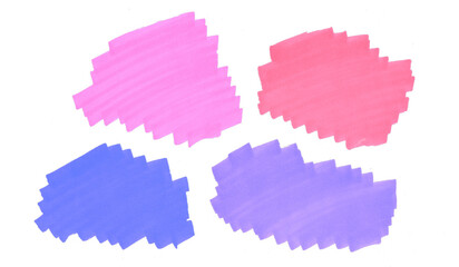 A set of red, pink, violet, purple brush strokes on a white background. Hand-drawn stock illustration with a brush, markers with alcohol ink - spots for the banner, greeting card
