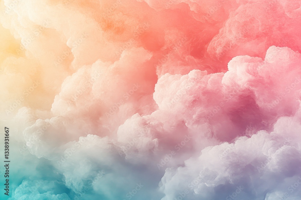 Poster soft pastel waves blend in a serene landscape of colors, creating a tranquil and calming atmosphere 