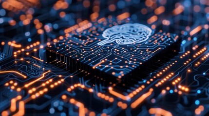 Fototapeta premium Cognitive Computing Networks: AI technology that emulates human cognition, optimizing decision-making and automating processes for greater accuracy and efficiency. 