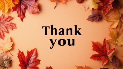 Autumn Leaves Background with Thank You Text for Appreciation Note