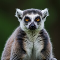 Obraz premium Portrait of a lemur against the backdrop of a tropical forest