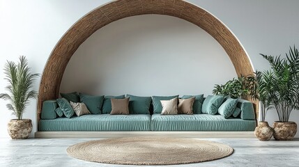 Obraz premium A comfortable seating area inside a curved natural structure