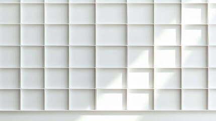 Bright White Wall with Empty Cubes Ideal for Display and Organization