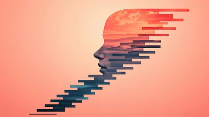 Fotobehang Abstracte kunst Negative space design abstract background concept. A creative double exposure art piece depicting human emotions and nature.  © Jiraporn