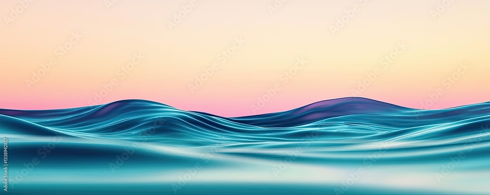 Aufkleber surrealist art abstract background idea. a serene ocean view with gentle waves under a colorful suns