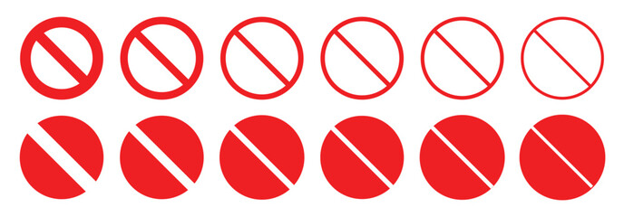 Vector red prohibition sign. No Sign Icon. Red Crossed Circle Vector Design.