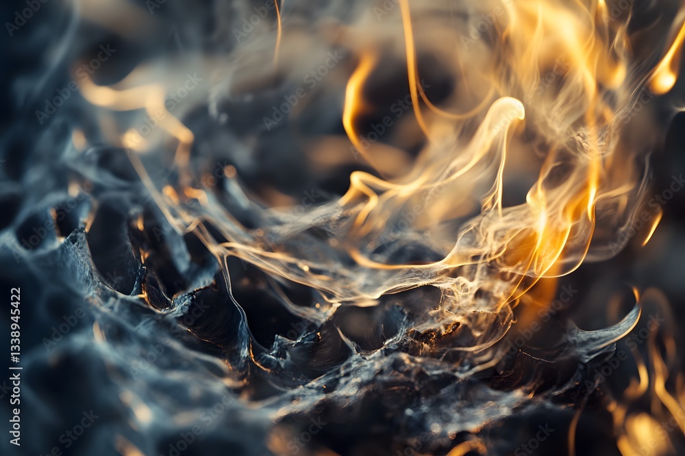 Poster abstract flames and smoke patterns in dynamic motion of fire