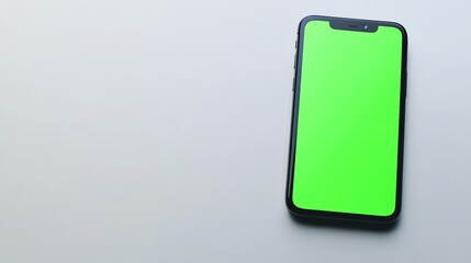 Modern Smartphone with Green Screen on a Clean White Background Mockup