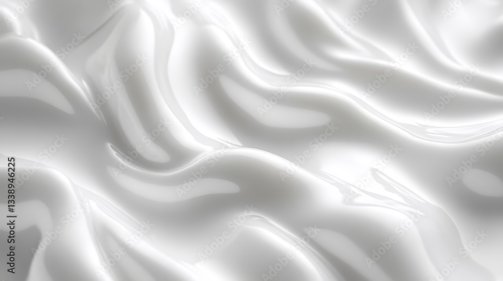 Poster soft white silk fabric draped elegantly on a smooth surface, creating gentle waves and subtle textur
