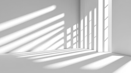 Obraz premium Sunlight Rays Modern Minimalist Room Interior Design.