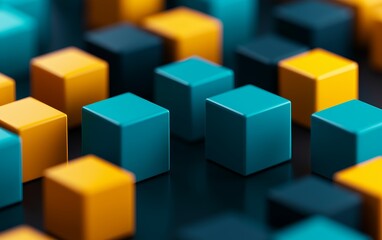 Obraz premium Seamless floating impossible cubes folding into infinite loops, surreal 3D abstract illusion pattern, refined high-end refinement