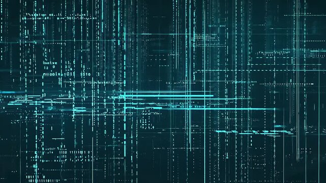 Futuristic digital technology background with binary code and abstract patterns