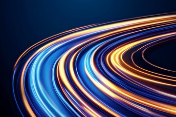 Abstract futuristic roadway with streaks of light, symbolizing rapid technology, fast data transfer, and advanced digital networks