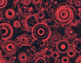 Fototapeta premium Abstract Red and Black Circular Pattern Design Perfect for Tech Backgrounds or Modern Wallpaper