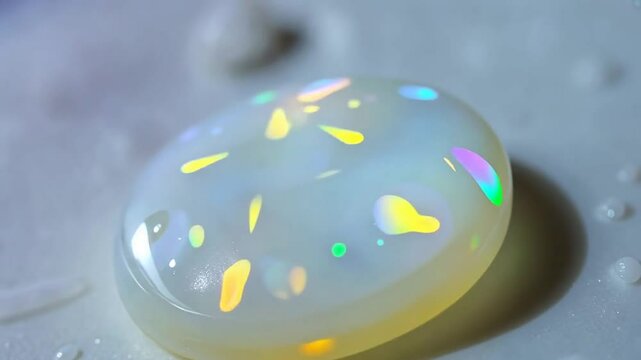 Opal gemstone with rainbow colors, iridescent jewelry and mineral stock footage Generative AI