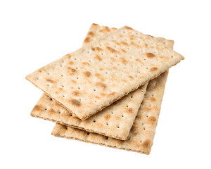 Fototapeta premium Traditional Scandinavian crispbread (Knäckebröd), crispy and golden-brown, isolated on a white transparent background. High-quality cutout image showcasing texture, perfect for food branding and digit