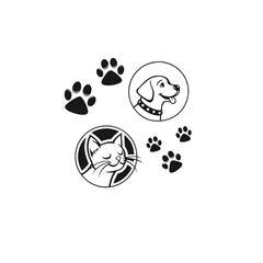 Elegant Dog and Cat Logo in Black and White