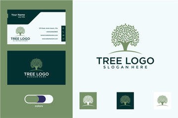 Green Tree Logo Design with Business Card Template