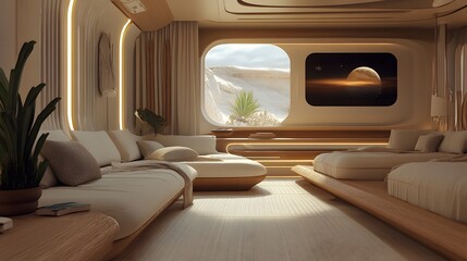 Futuristic Desert Habitat Modern Minimalist Living Space